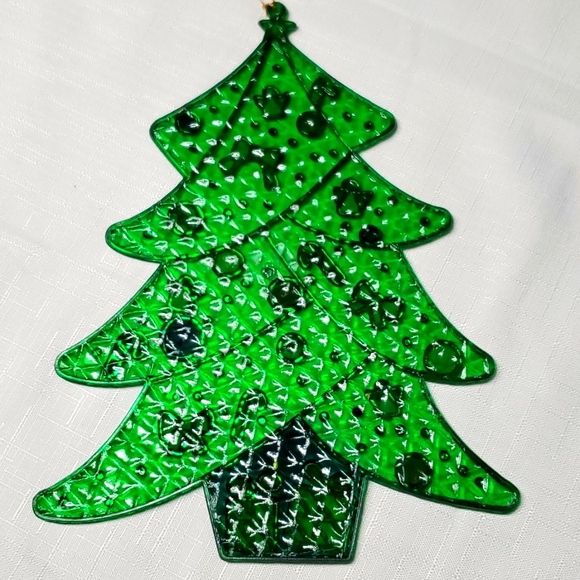 VTG Stained Glass Decor Christmas Tree Plastic Hanging Angels Candy Canes Gifts - Picture 15 of 15